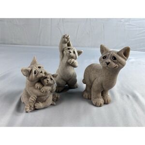Vintage Quarry Critters Cat Figurines Lot 3 Second Nature Design Celine & Cleo